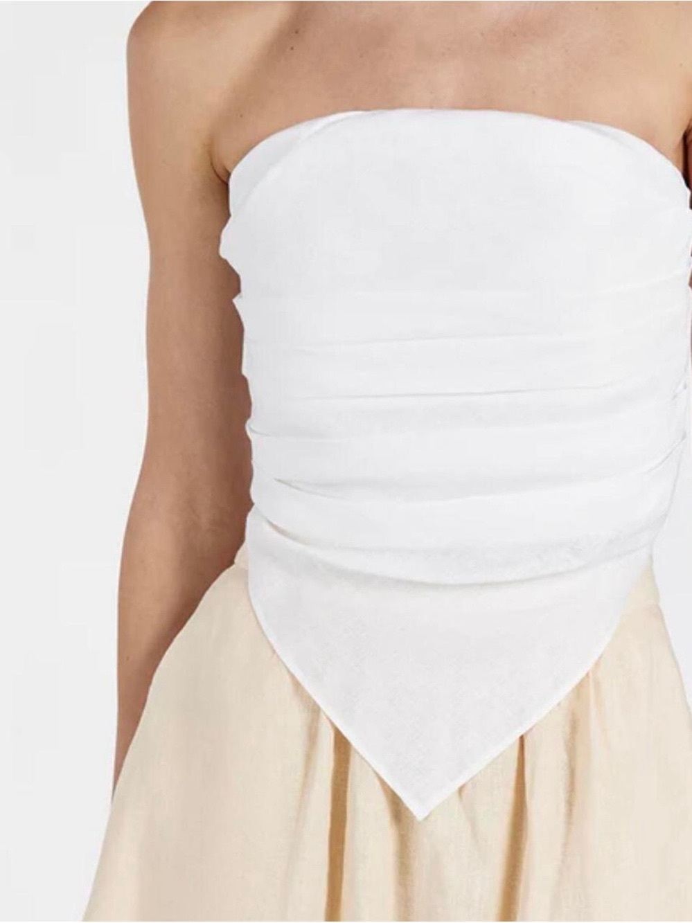 DISSH White Strapless Handkerchief-Hem Top
